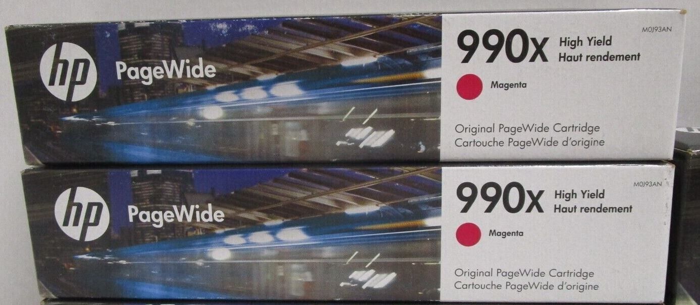 2 New Sealed Genuine HP 990X Magenta High Yield Inkjets Page Wide M0J93AN 2023
