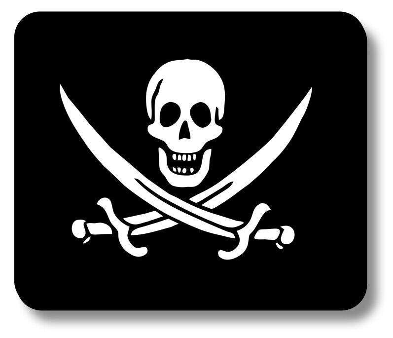 Mouse Pad Pirate Skull Jack Rackham Flag Non-Slip 1/8in or 1/4in Thick
