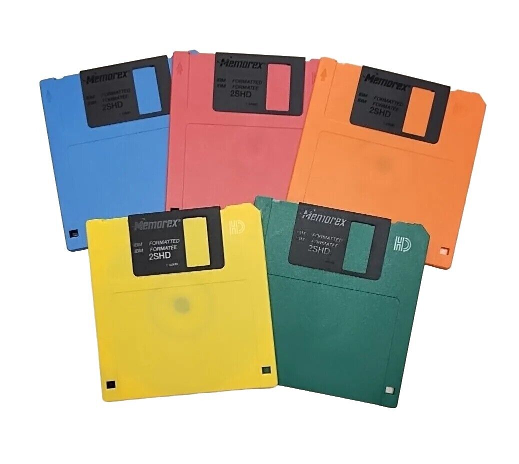 Lot Of (5) NEW COLOR MEMOREX Floppy Disks 3.5\