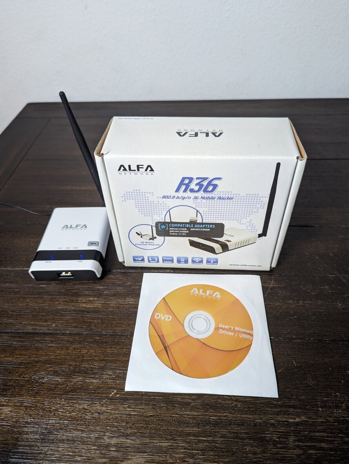 ALFA Network R36 802.11 b/g/n 3G Mobile Router w/ DVD Driver Tested 