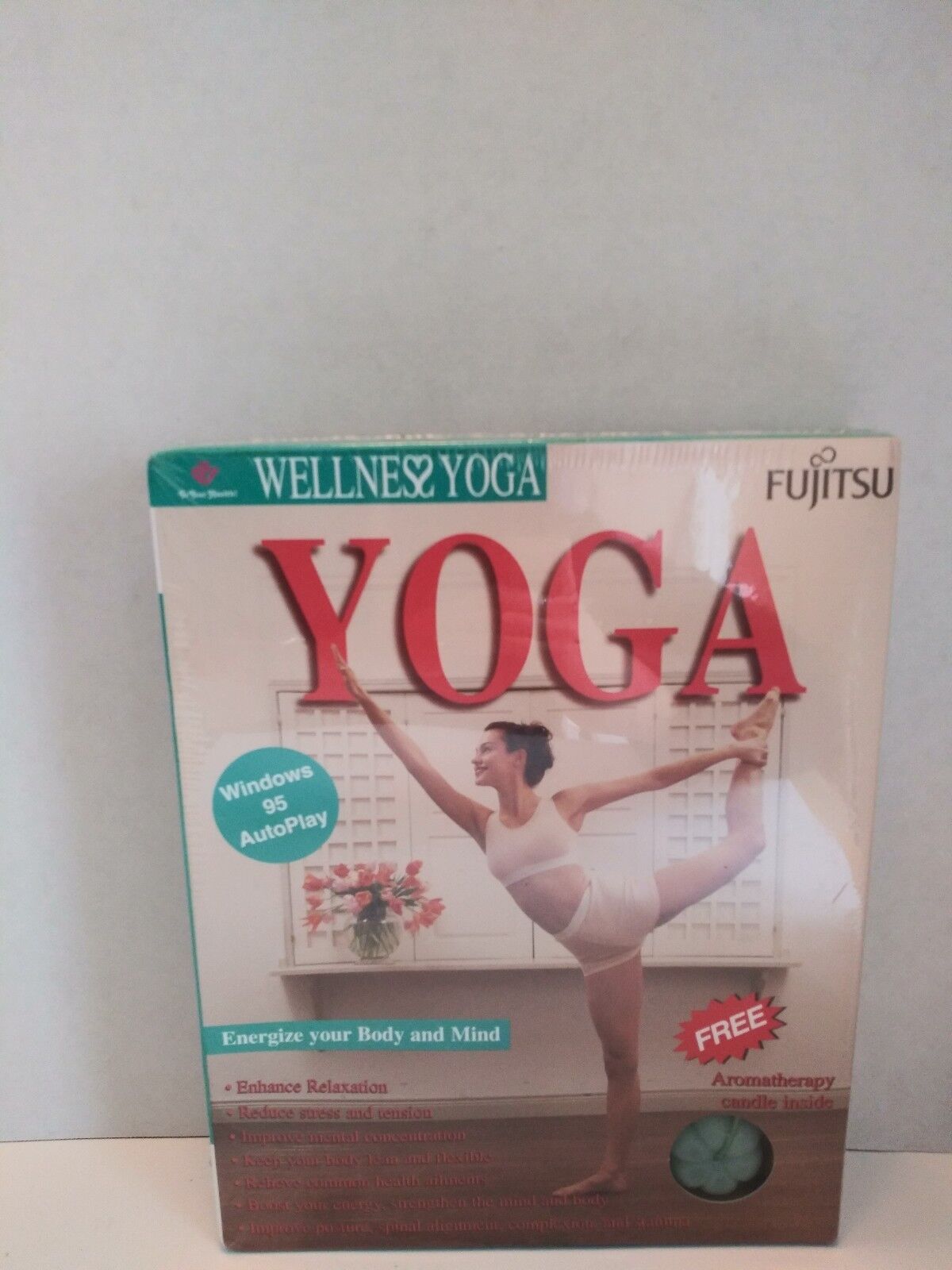 Vintage Fujitsu Wellness Yoga Big Box PC CD-ROM Windows 95 NOS New Sealed 