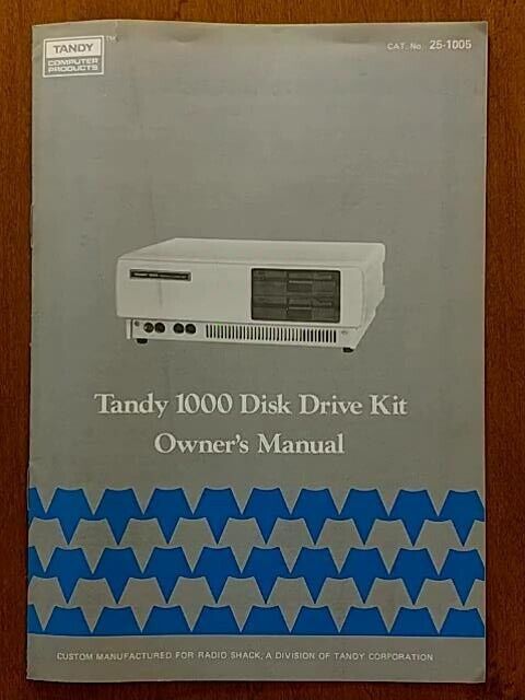 Manual - TANDY CAT. No. 25-1005 Tandy 1000 Disk Drive Kit Owner\'s Manual