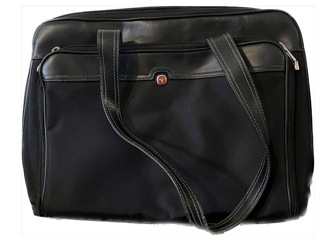 Wenger Swiss Gear Rhea Laptop Bag Black W/ Gray Stitching Fiesta Striped Lining