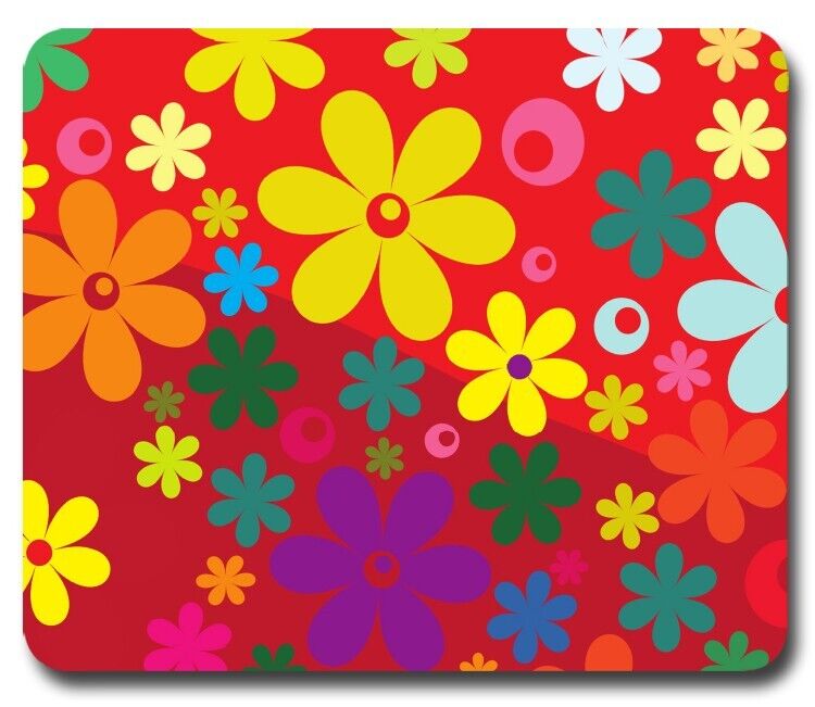 Flower Power Retro 60\'s 70\'s Groovy Hippie ~ Mouse Pad / Mousepad ~ Great Gift