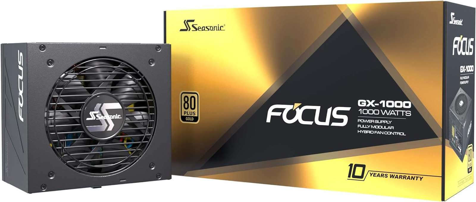 Focus GX-1000, 1000W 80+ Gold, Full-Modular, Fan Control in Fanless, Silent, and