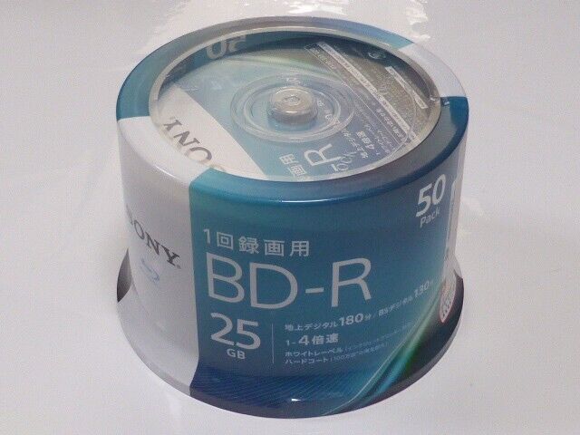 SONY Blank Blu-ray BD-R 50BNR1VJPP4 25GB 1-4x 50 Disk for Video New