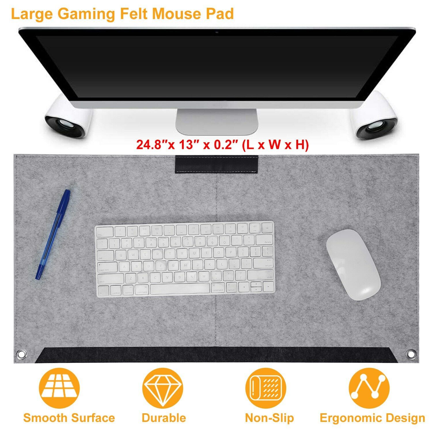 Extended Large Non-Slip Gaming Mouse Pad Computer Keyboard Mat 24.8 x 13 Inch
