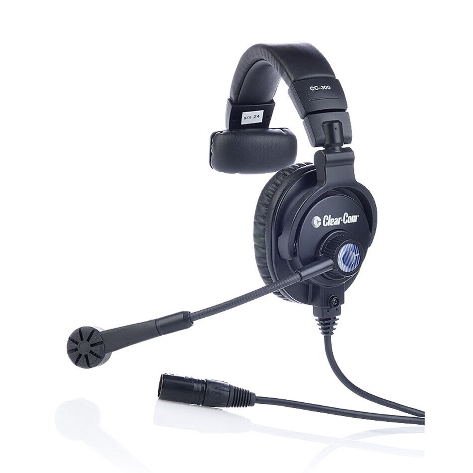 CLEAR COM CC-300 Single Ear Headset Cardioid  Microphone 4-Pin XLR-F Connector