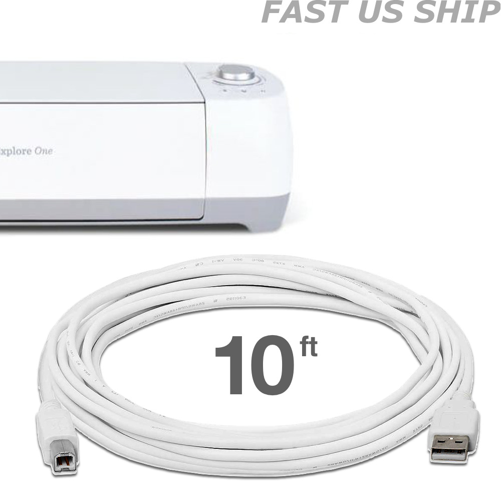 Longer 10ft Quality White Lead Wire Cord USB Cable for Cricut Explore One