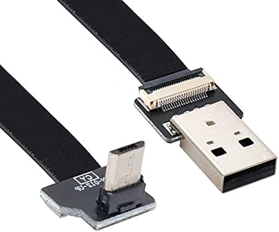 up Angled USB 2.0 Type-A Male to Micro USB 5Pin Male Data Flat Slim FPC Cable fo