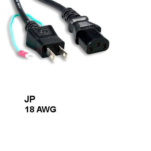 6 feet 18 AWG Japan AC Power Cable IEC-60320 C13 to JP JIS 8303 with Ground PSE
