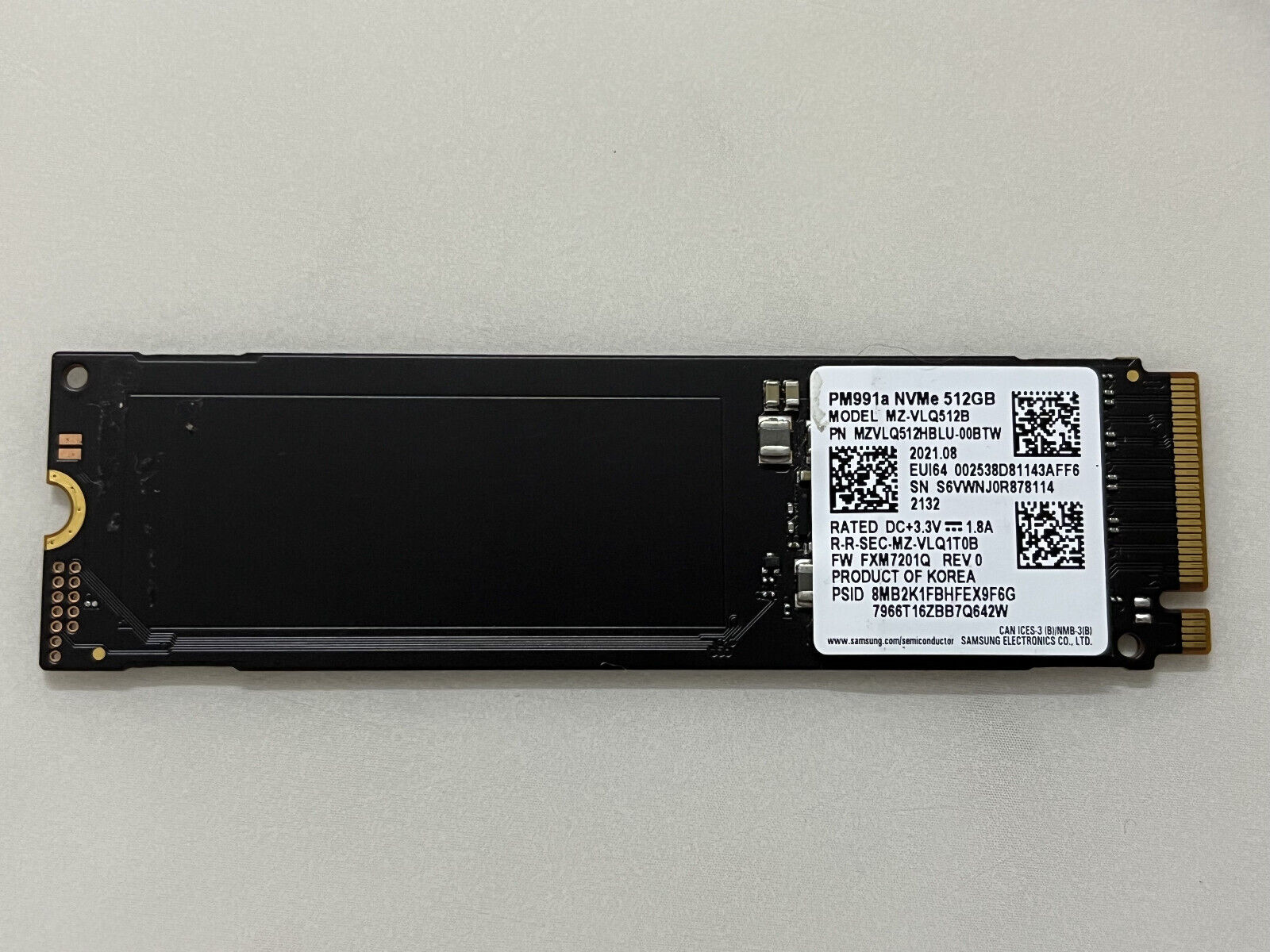 Samsung 512GB PM991a M.2 PCIe NVMe SSD 2280 Solid State 3100MB/s MZVLQ512HBLU