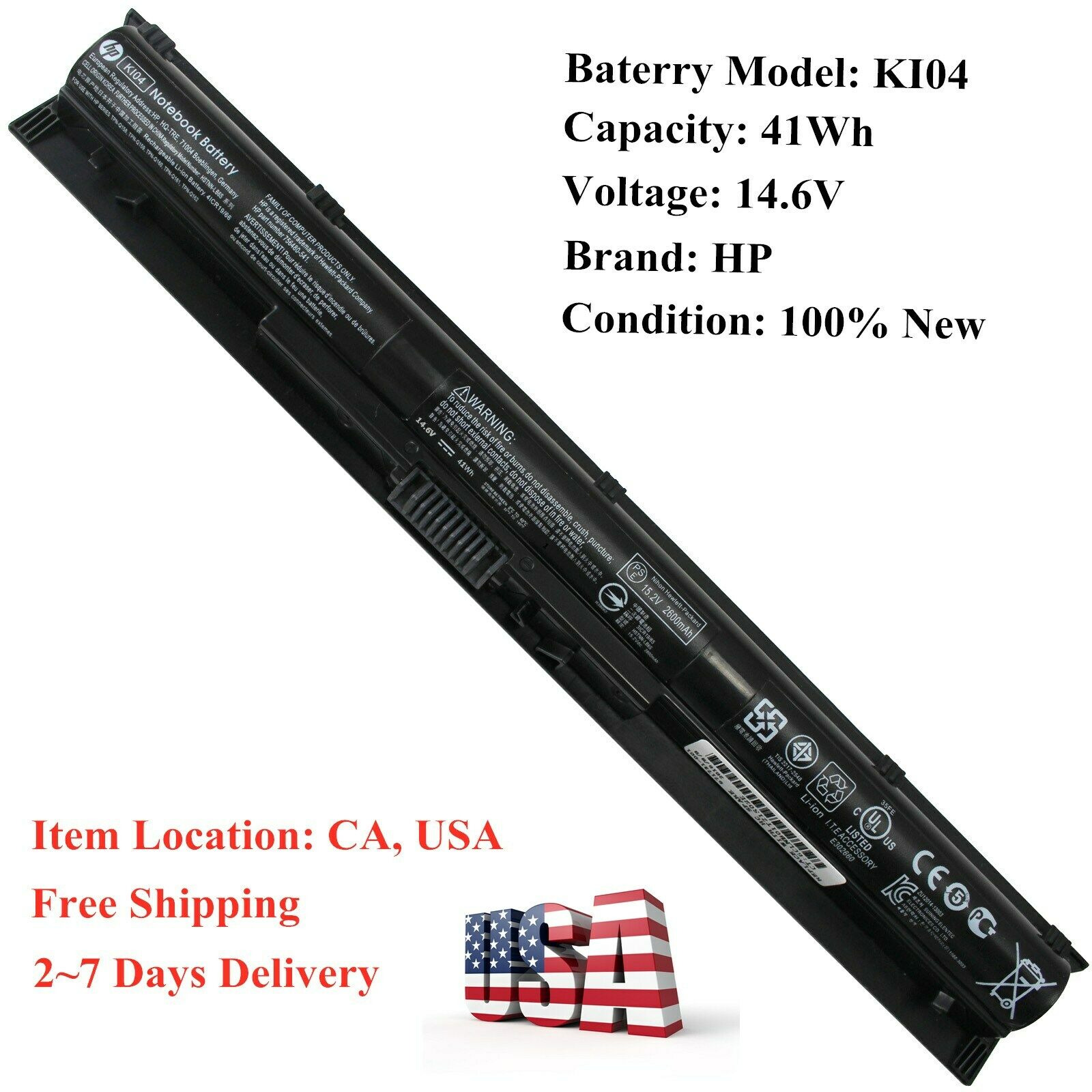 Genuine OEM K104 KI04 Battery HP Pavilion 14/15/17-AB000 HSTNN-LB6S 800049-001