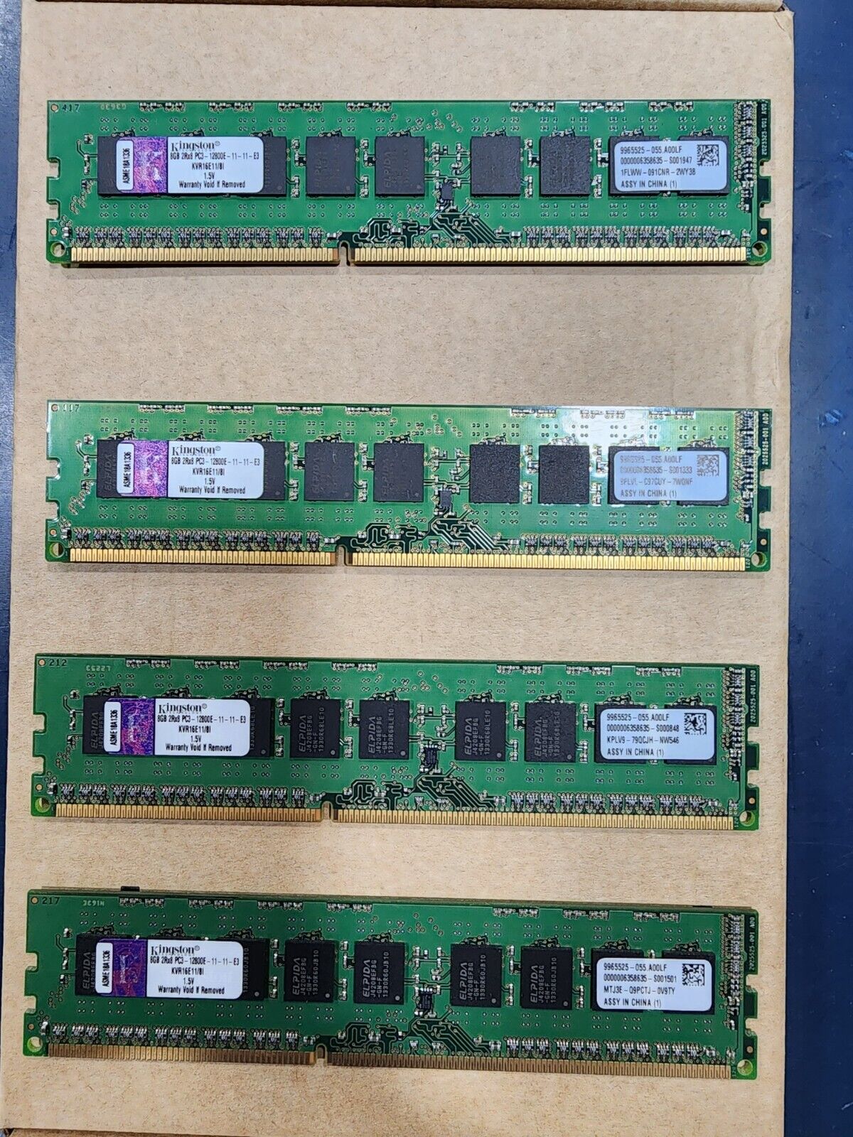 Kingston KVR 8GB x4 DDR3 1600MHZ 1.5v KVR16E11/8EF ECC unbuffered RAM DIMM 240p