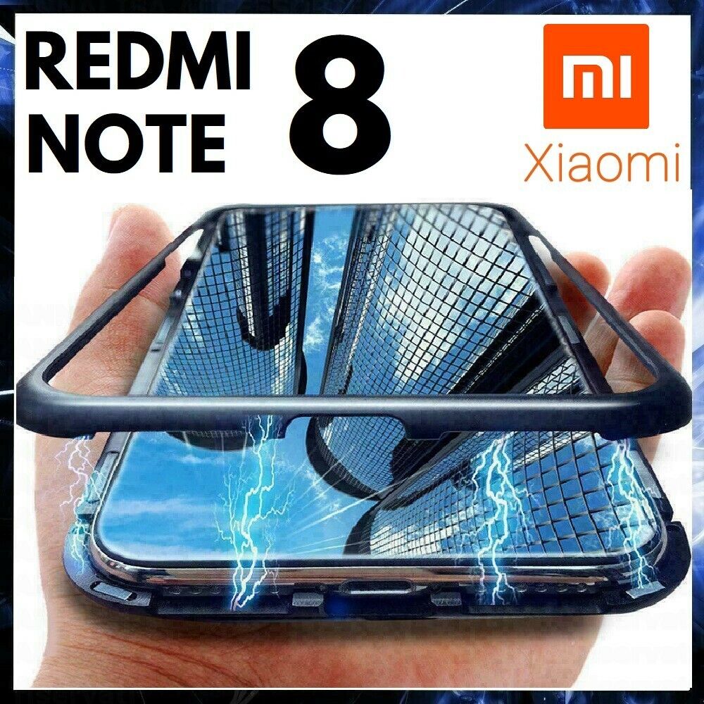 Cover Magnetic For XIAOMI REDMI NOTE 8 Case Aluminium Retro Tempered Glass