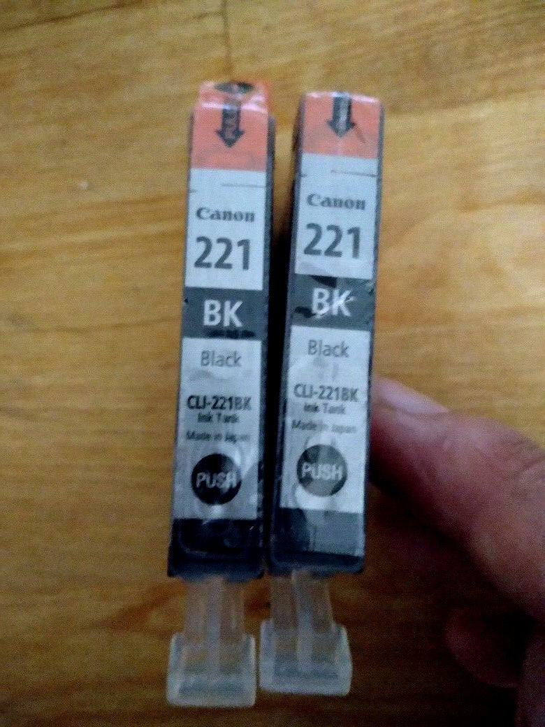 lot 2 Canon 221  black CLI-221bk  Ink Cartridges  OEM sealed FAST SHIP