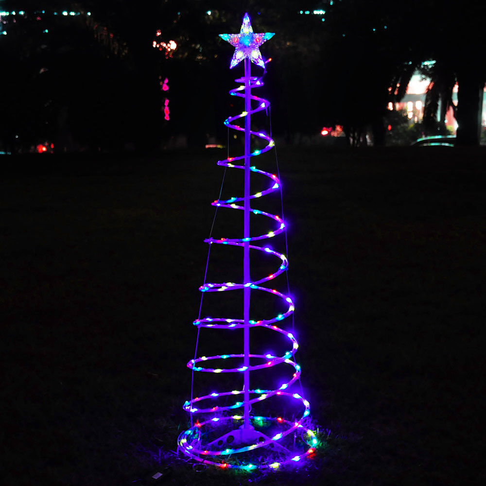5\' FT Color Changing Christmas LED Spiral Tree Light Xmas Holiday Decor. Battery