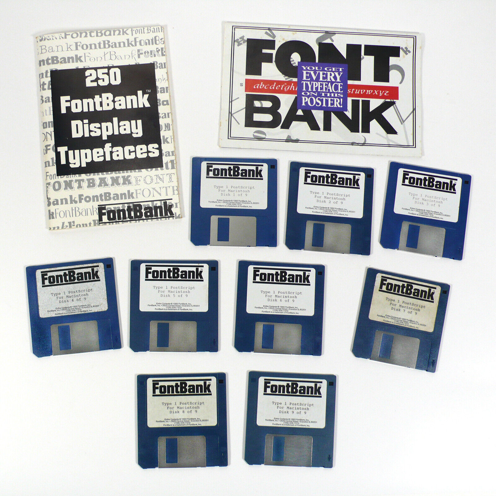 250 FontBank Display Typefaces Postscript For Macintosh on 3.5\