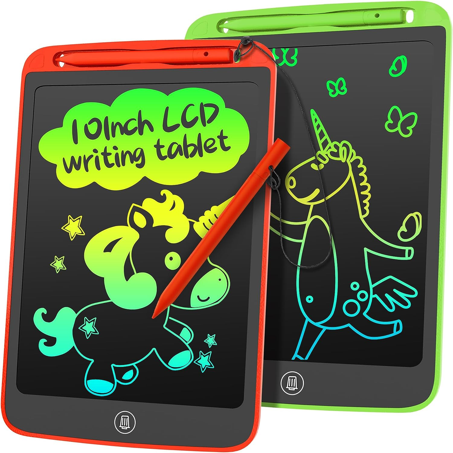 LCD Writing Tablet for Kids 2 Pack, 10 Inch Colorful Doodle Board for 3 4 5 6 7 