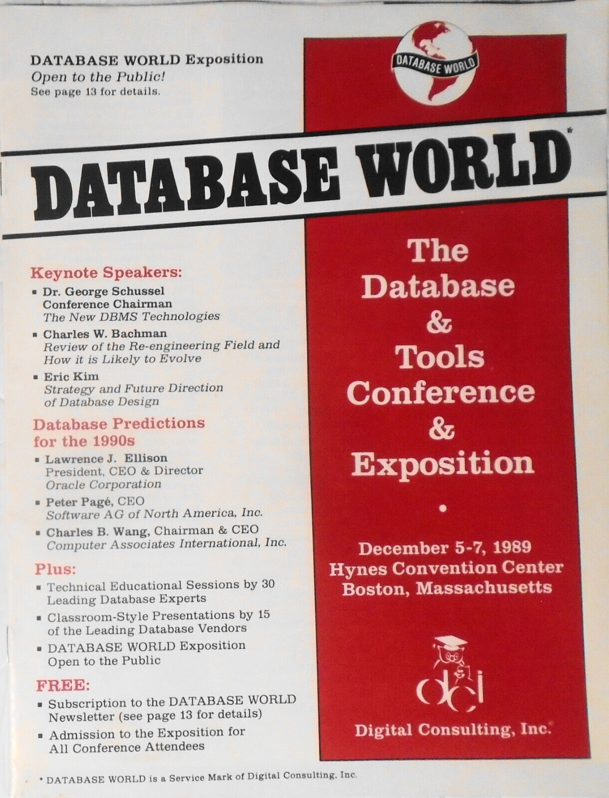 Database World Conference & Expo Program, Dec 1989, Boston - Larry Ellison et al