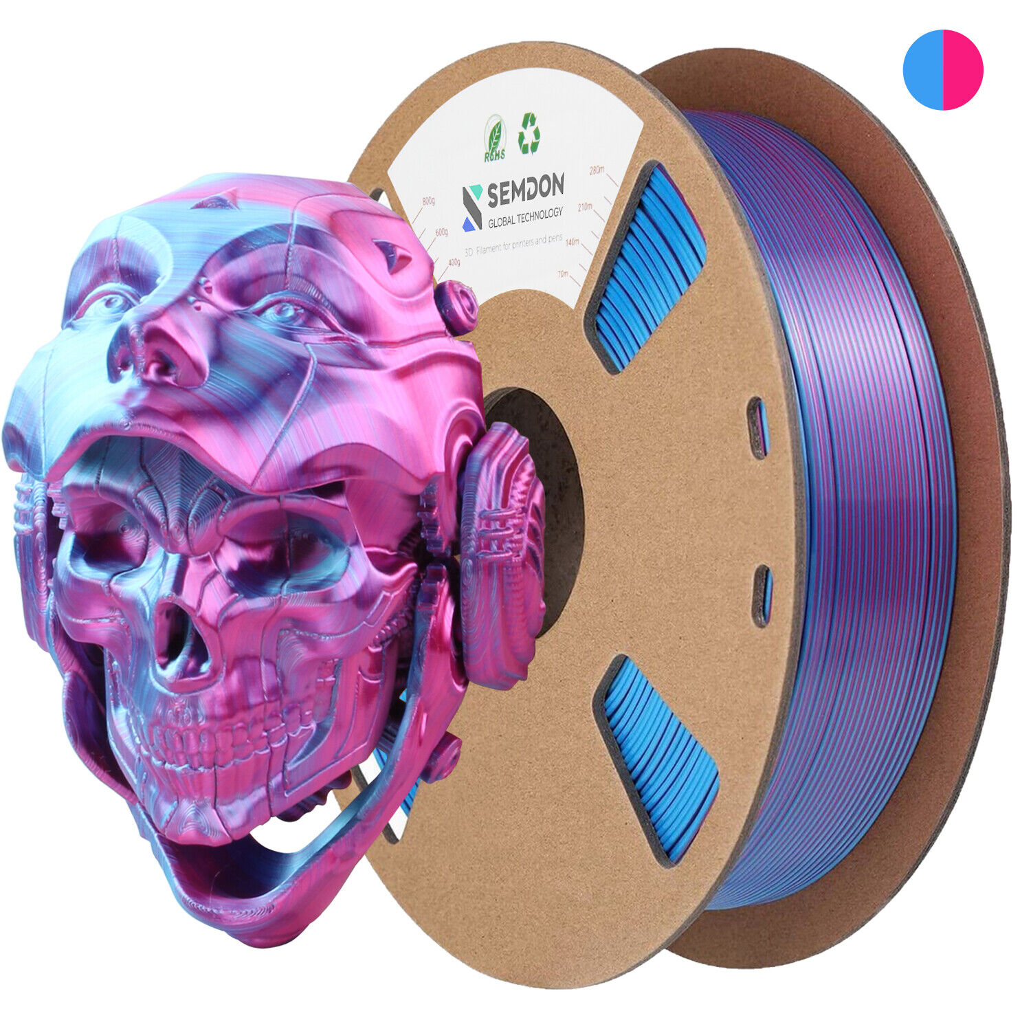 Semdon 3D Printer Filament PLA 1.75mm 1KG Bundle Multicolor Rainbow Glow Lot US