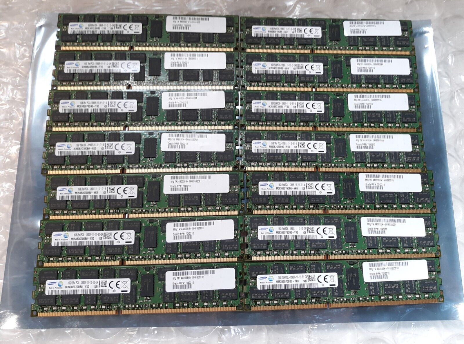 Lot of 14 Samsung 16GB 2Rx4 PC3L 12800R  M393B2G70DB0 Server RAM w/ Oracle