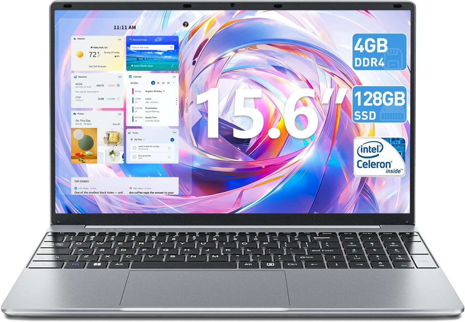 SGIN 15.6 Inch Laptop 4GB RAM 128GB ROM Notebook 2.50Ghz Dual Core HDMI USB 3.2