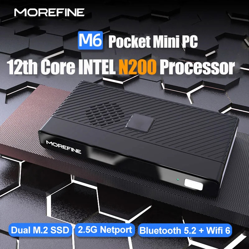 M6 Mini PC 12Th Gen Intel N200 2.9Ghz Windows 11Pro DDR5 2933Mhz Nvme SSD Pocket