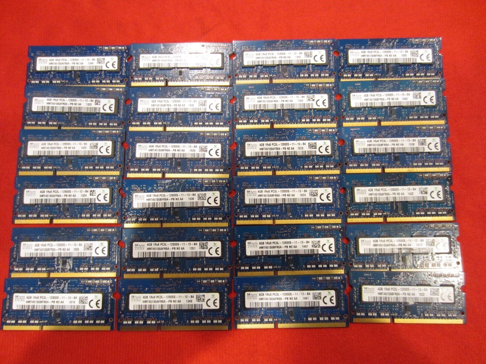 Lot of 24pcs SKhynix 4GB 1Rx8 PC3L-12800S DDR3-1600Mhz Sodimm Memory