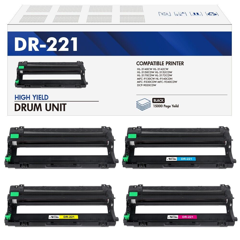 4PK DR221CL DR221 Drum Unit for Brother HL3140CW HL-3170CDW MFC-9340CDW Printer