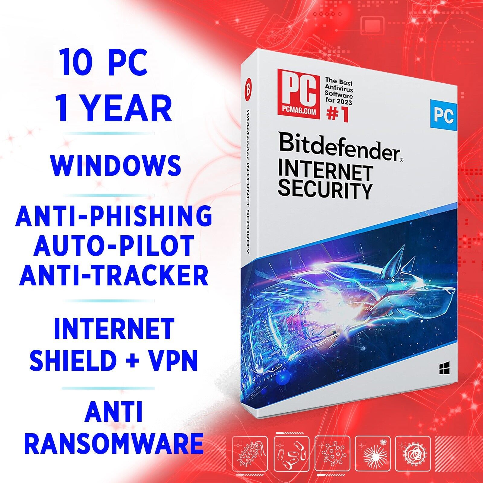 Bitdefender Internet Security 2024 10 PC 1 year / FULL EDITION