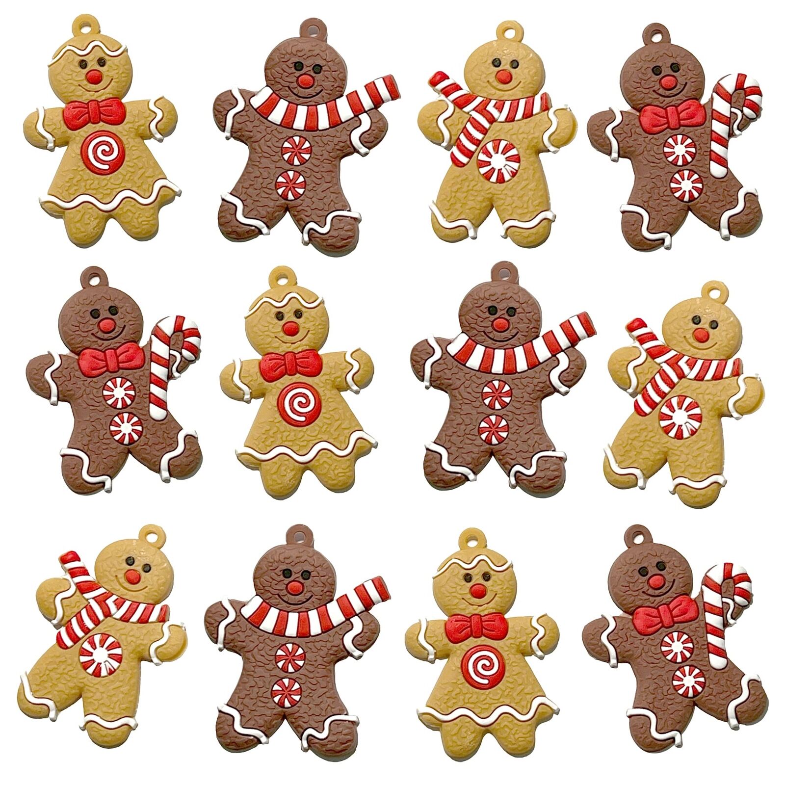 12 PCS Gingerbread Man Ornaments 3\'\' for Christmas Tree Decor