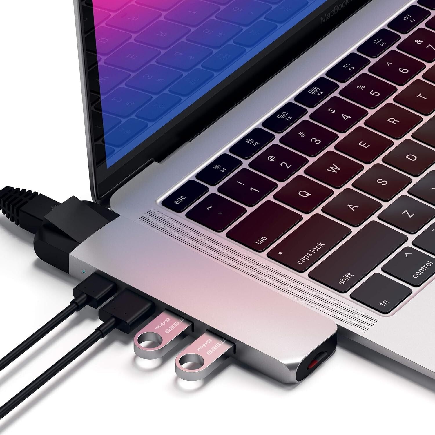 Satechi USB-C Pro Hub Adapter with Ethernet 4K HDMI USB-C Micro SD For MacBook