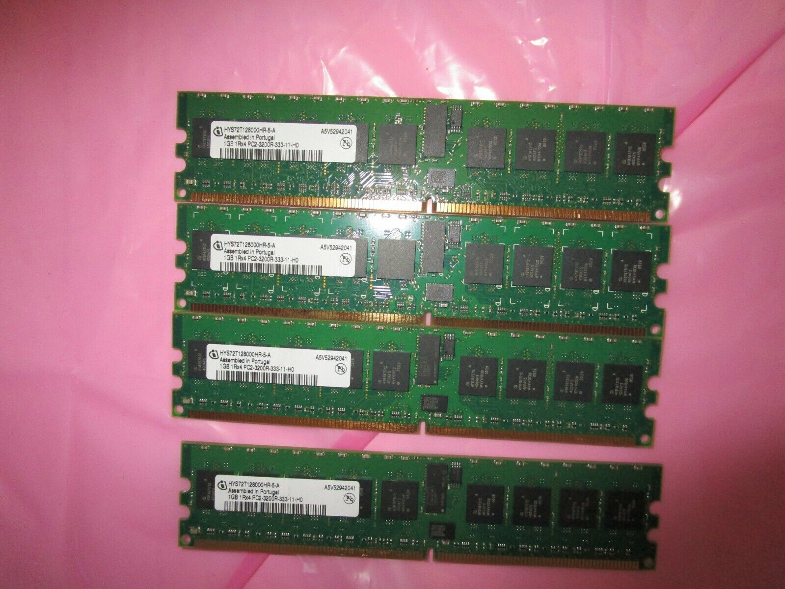 LOT OF4 HYS72T128000HR-5-A Dell, Inc Infineon 1GB DDR2 PC2-3200 TOTAL 4GB