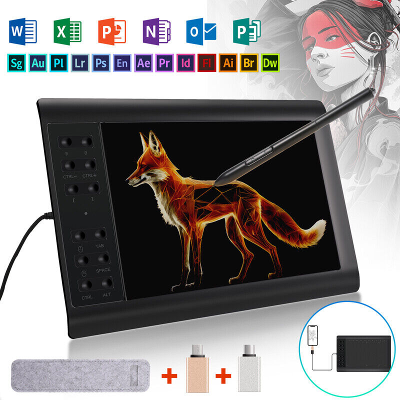 Professional Digital Graphic Drawing Tablet With HD Screen & Battery-free Pen