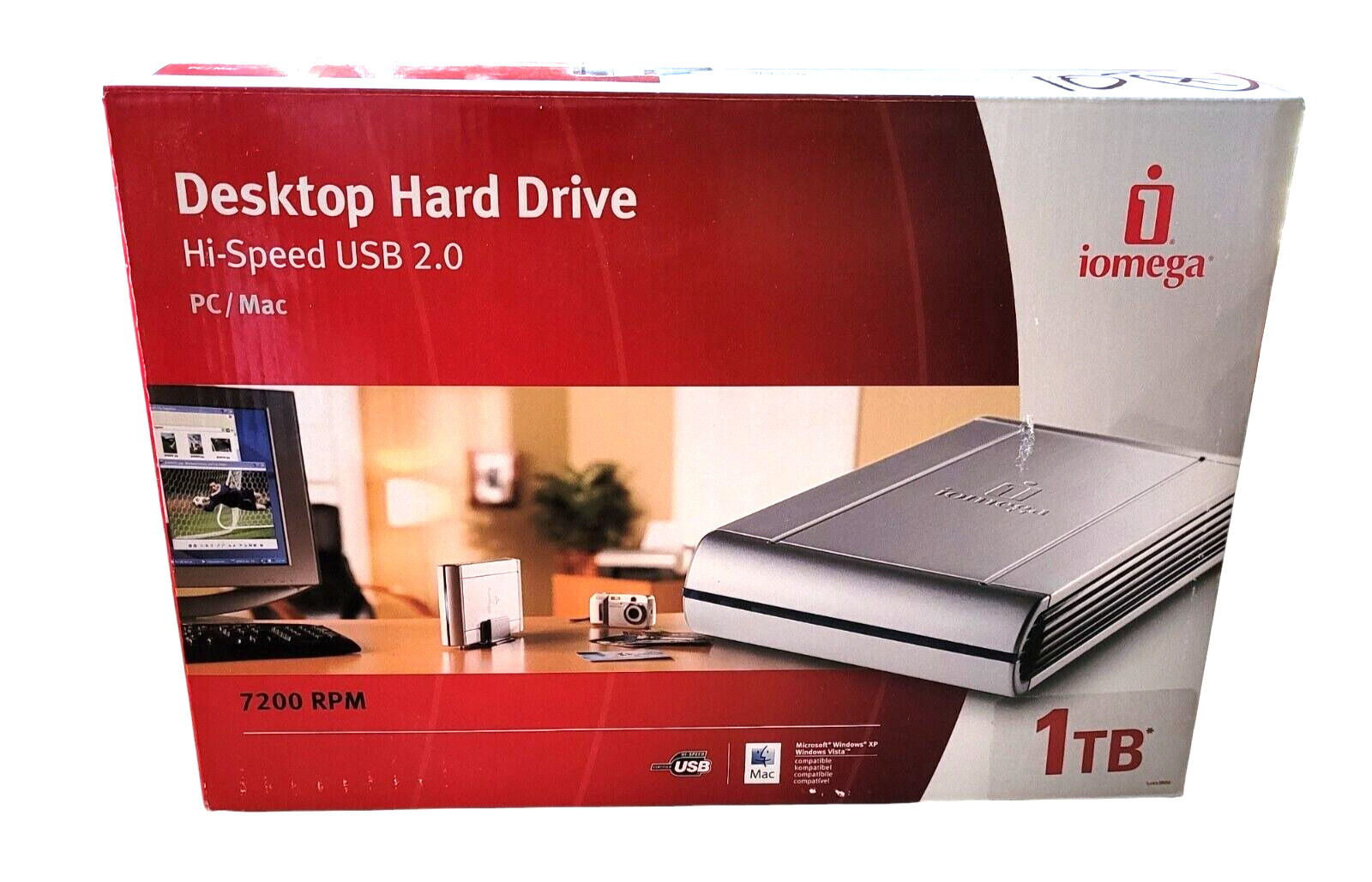 iOmega HDDE Desktop Classic 1TB Hard Drive USB 2.0 7200 RPM PC XP/Vista MAC