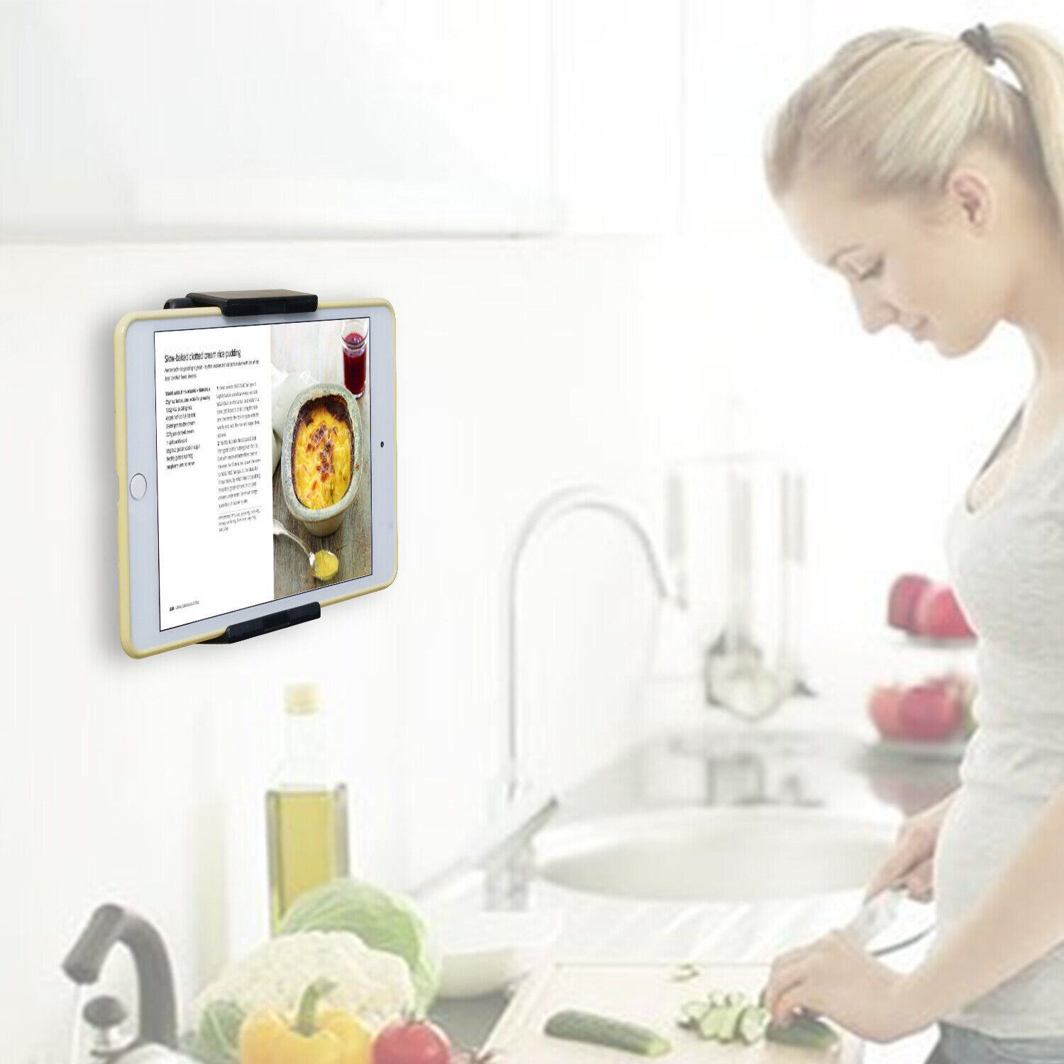 Universal Wall Mount, Kitchen Tablet Wall Holder for Tablets & Smartphones iPad