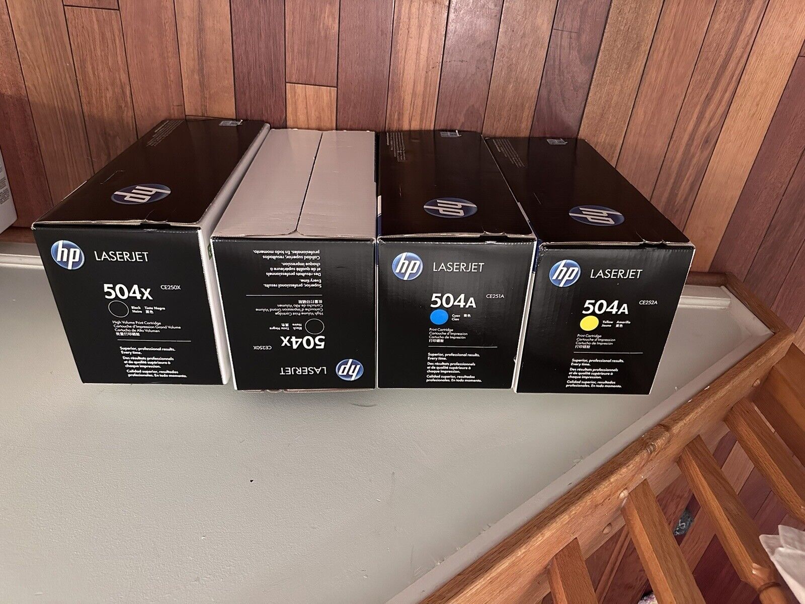 Lot 4 Genuine Sealed OEM HP CE250X (2) CE251A, CE252A Toner Cartridges 504X/504A