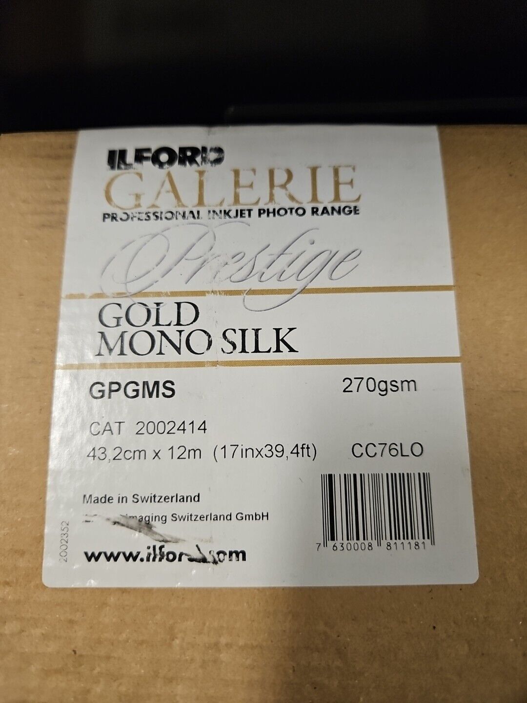 ILFORD GALERIE Prestige Gold Mono Silk Professional Inkjet Photo Range
