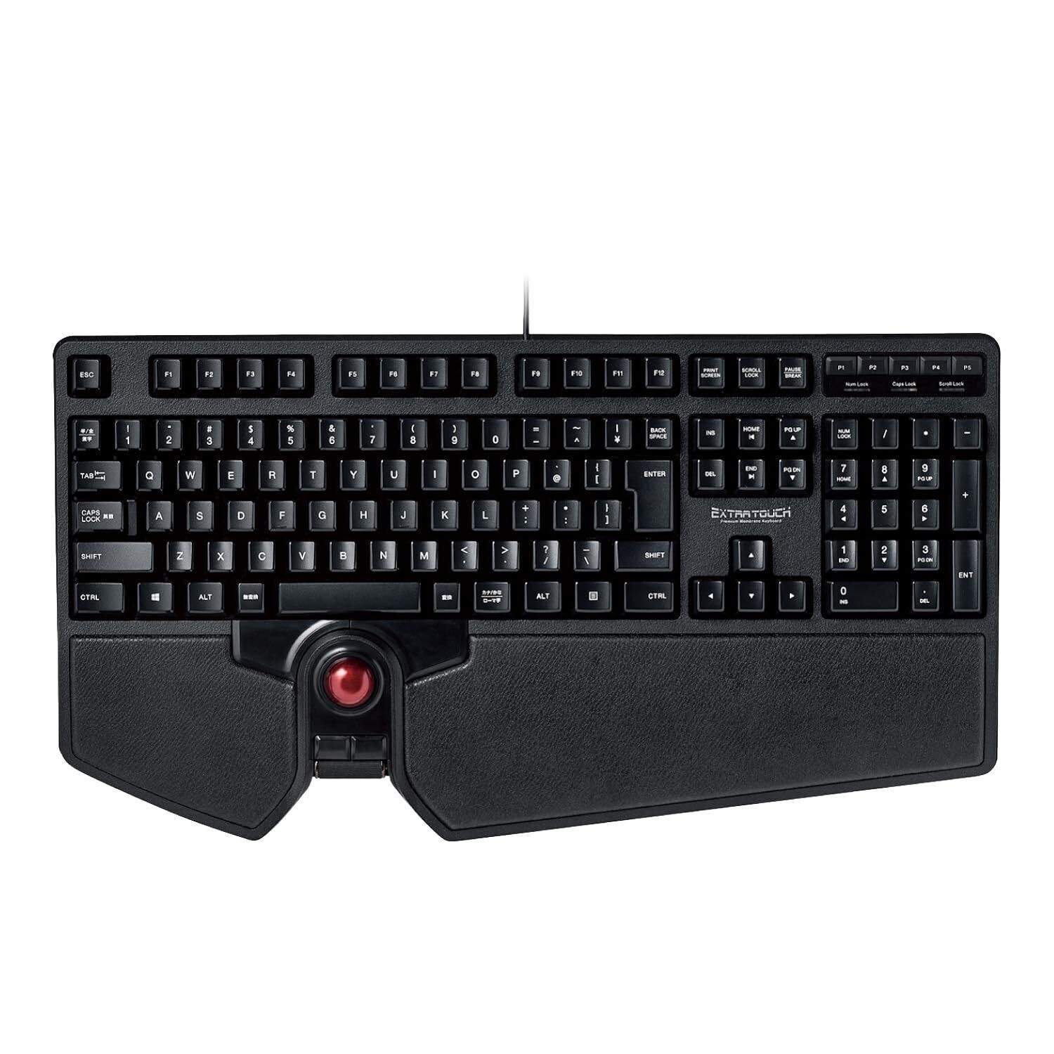ELECOM Japanese Layout Wired Keyboard with Built-in Trackball & Scroll Wheel,