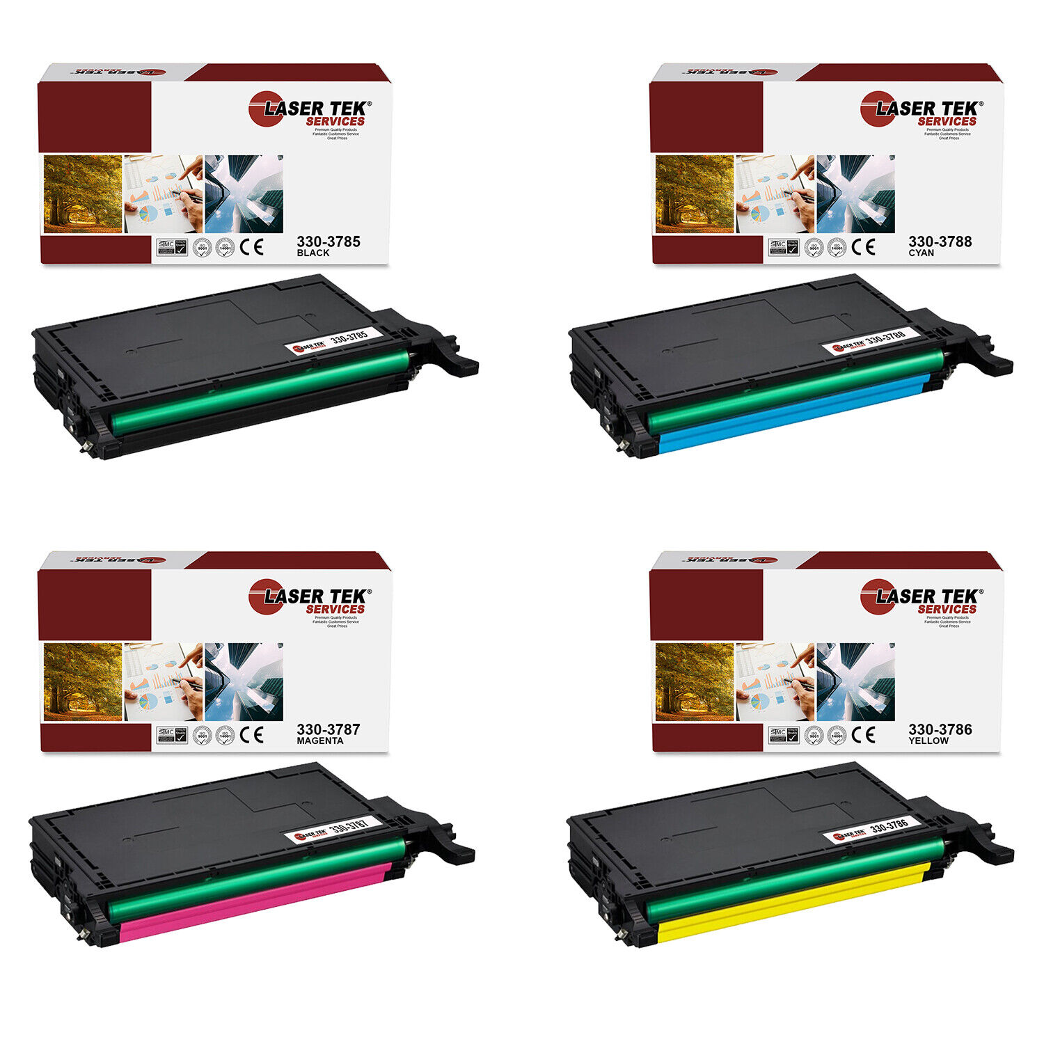 4Pk LTS 2145 B C M Y Compatible for Dell Color Laser 2145CN Toner Cartridge