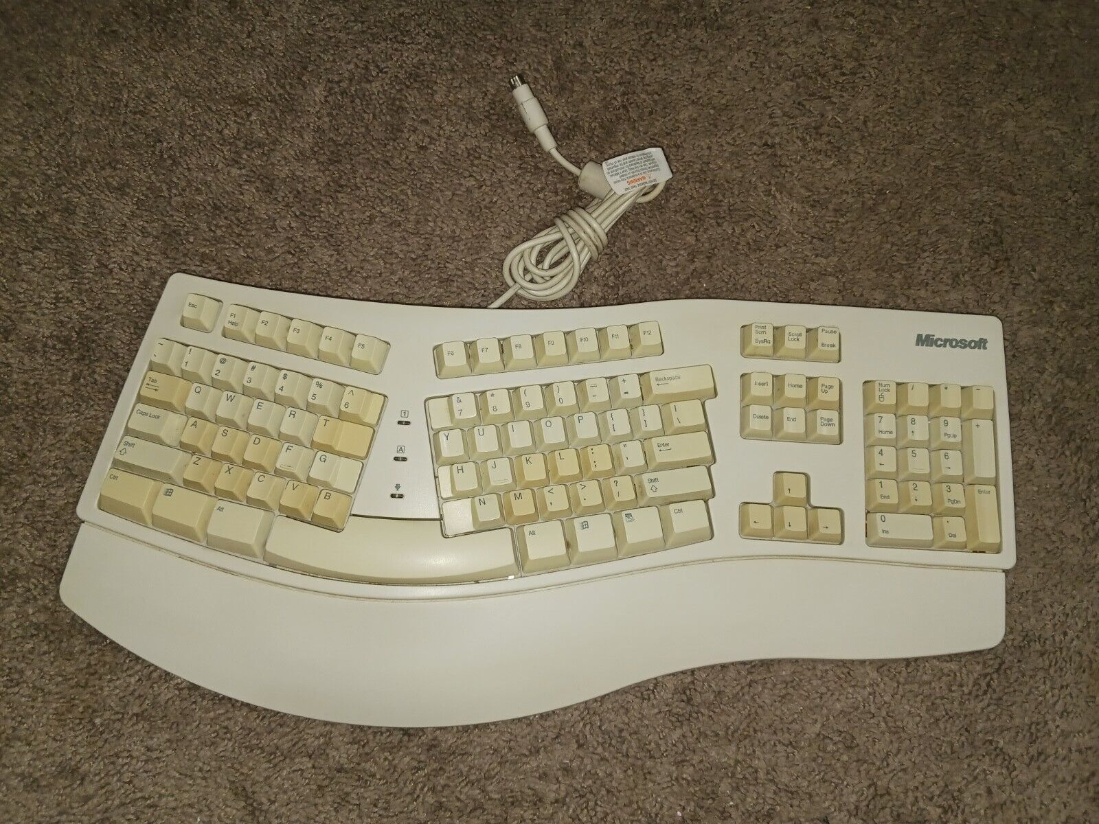 Vintage Microsoft Natural Corded Vtg Keyboard Works Great