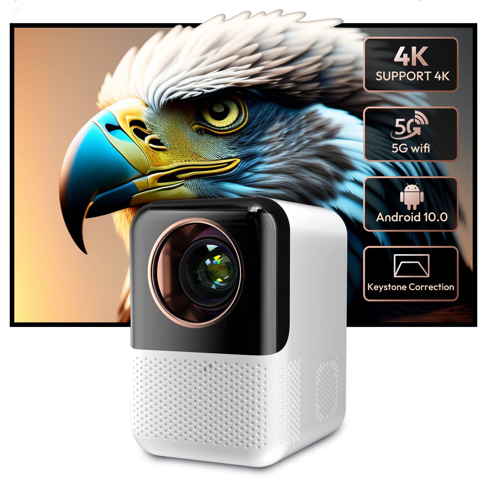 Portable Projector 4K UHD WiFi Mini Home Cinema Theater Bluetooth Movie HDMI