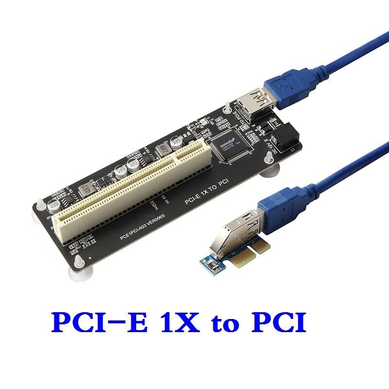PCI-E Express X1 to PCI Riser Extend Adapter Card With USB 3.0 Cable new
