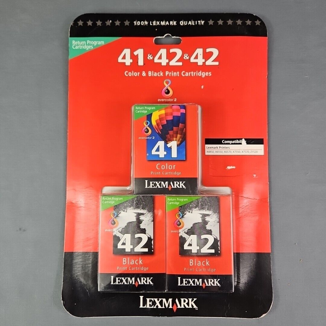 Genuine Lexmark Inkjet Ink 41 / 42 / 42 Cartridge Tri-Pack New SEALED FS