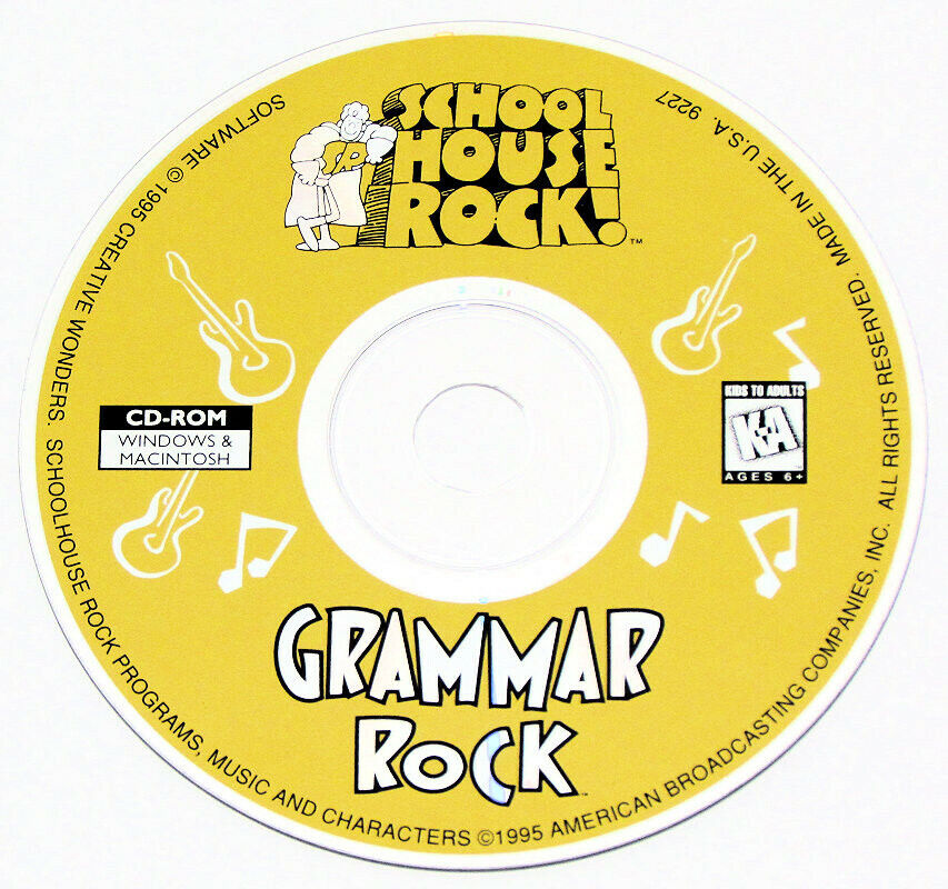1995 Schoolhouse Rock Grammar Rock for MS Windows and Apple Mac - Disc only