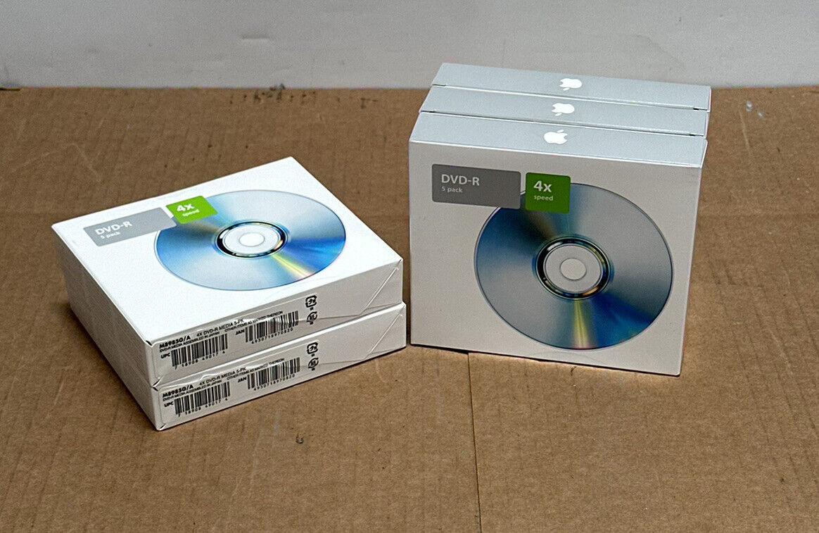 Qty Of 5 - Apple 4x DVD-R Media 5 Pack M8985G/A Authentic OEM Sealed