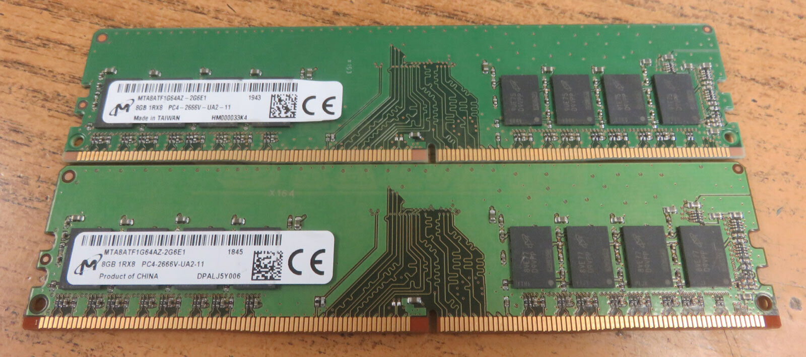 Micron 2 x 8GB DDR4 1Rx8 PC4-2666V-U Desktop UDIMM Memory MTA8ATF1G64AZ-2G6E1