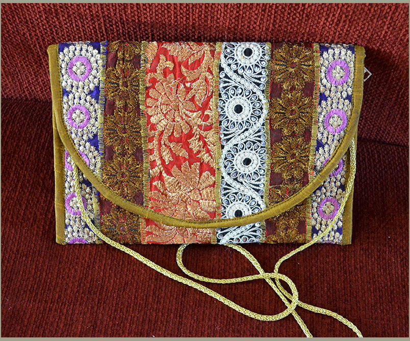 embroidered silk purse ipad shoulder bag of antique recycled indian dresses 