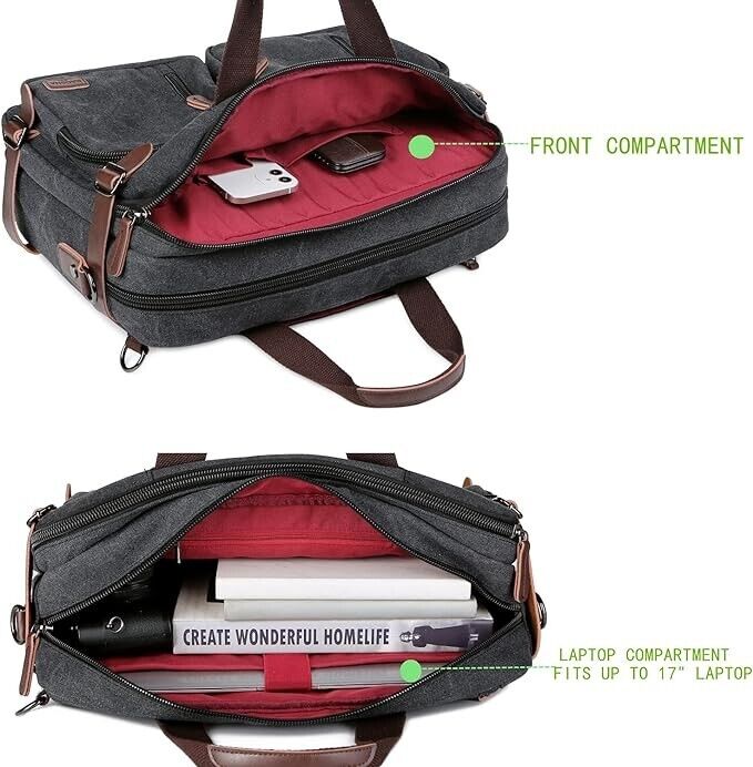 Baosha Convertible Briefcase Backpack 17 Inch Laptop Bag Case Business Briefcase